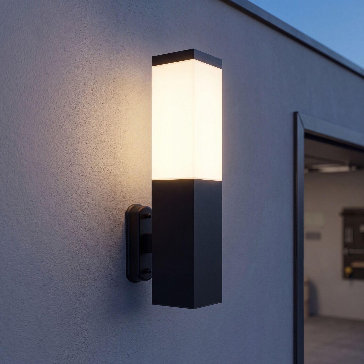 Außenleuchte, Wandleuchte, LED-Lampe, schwarz, kubisch