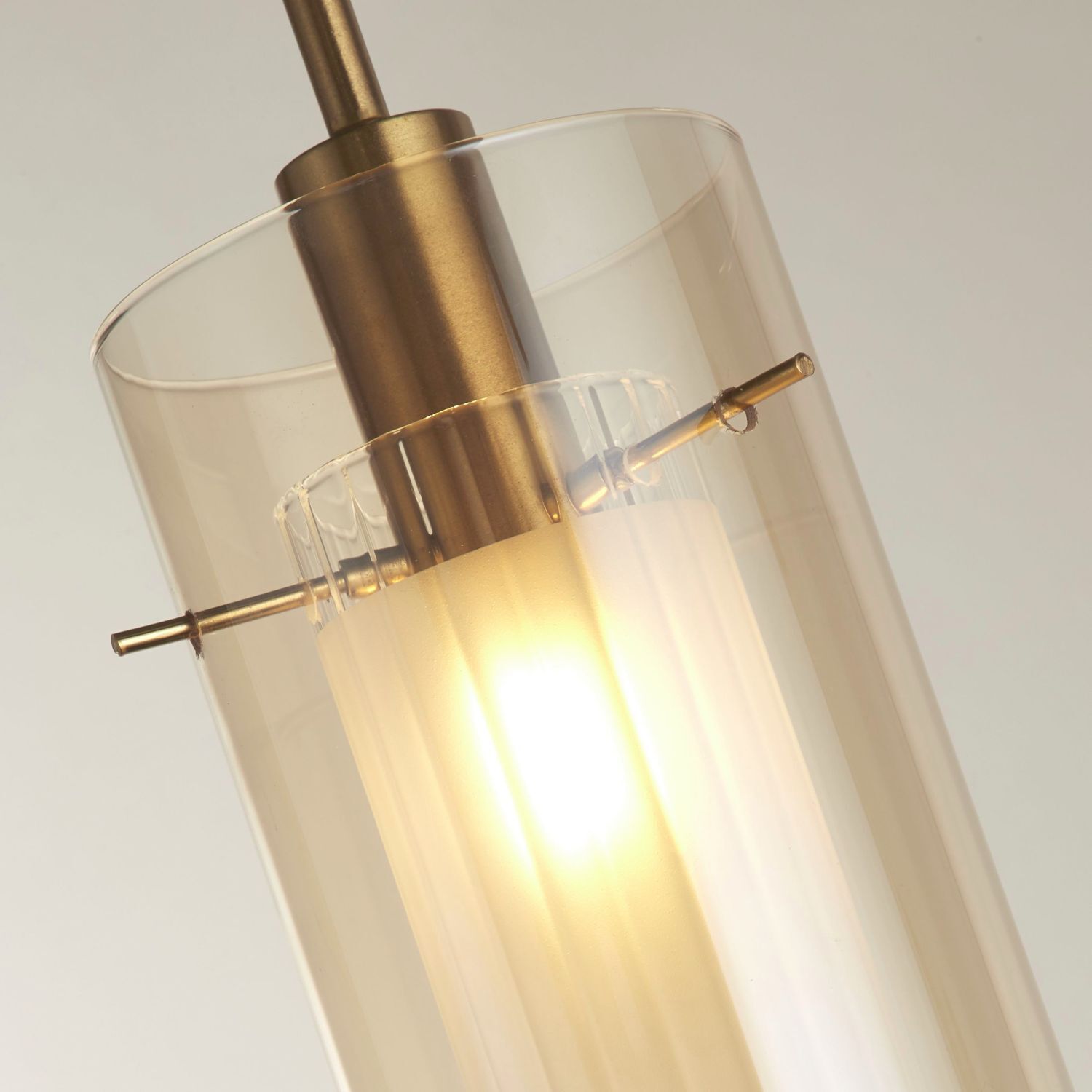 Suspension verre E14 D : 13 cm en laiton champagne