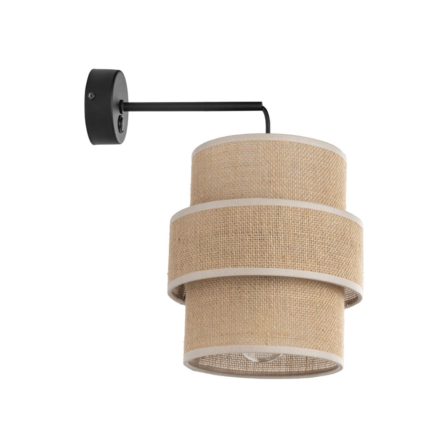 Wandlampe mit Schalter H: 33 cm Jute Metall E27 Modern Lampe
