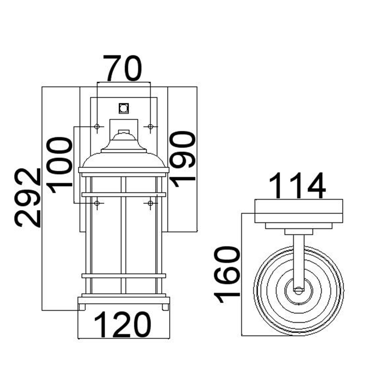 Applique maritime extérieure alu verre E27 IP44 29,2 cm de haut CAD-Diagramm, Diagramm, Handlung