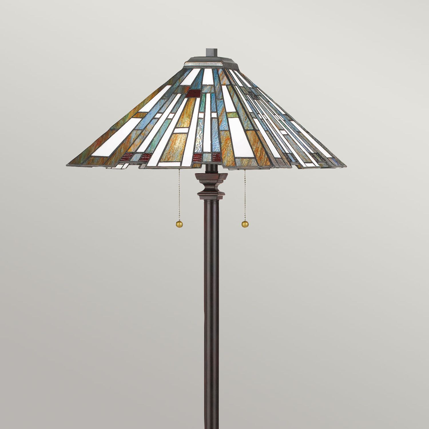 Stehlampe Tiffany Stil 157,8 cm hoch Zugschalter 2x E27 tiffany-style lamp, glas stained, tischleuchte, kette schalter, schirm ornament