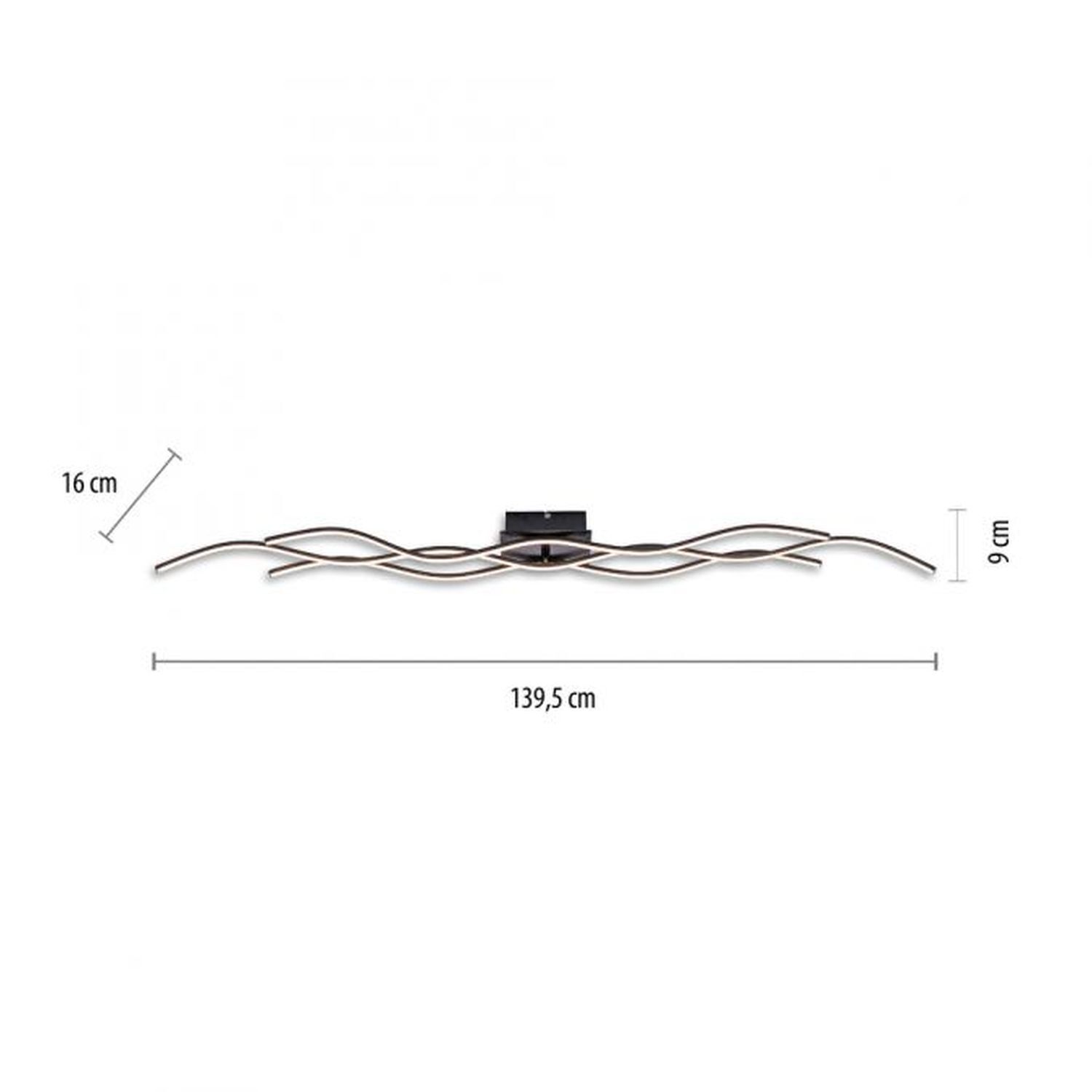 Plafonnier LED Vagues Métal Noir 139 cm 3000 K