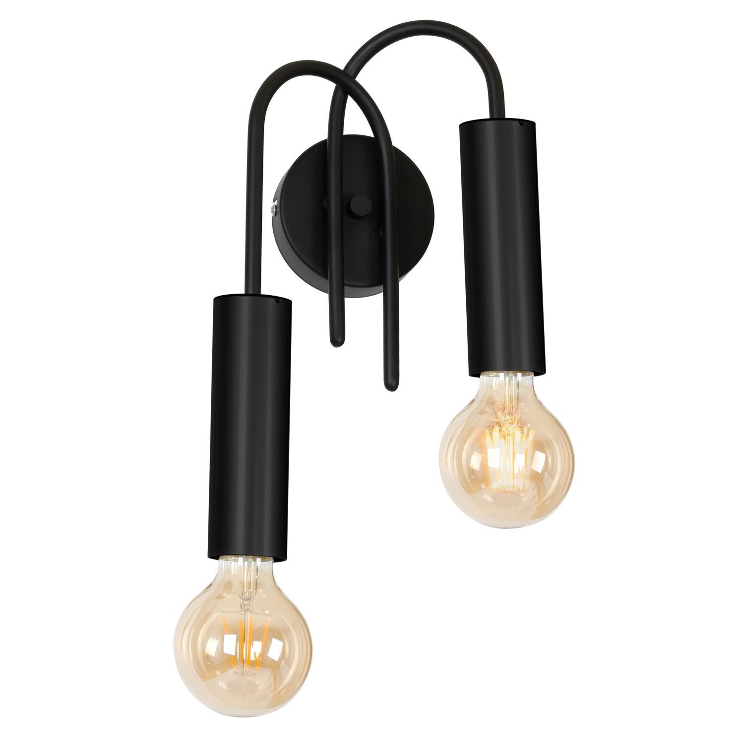 Applique Métal Moderne pour 2x E27 Noir AILSA