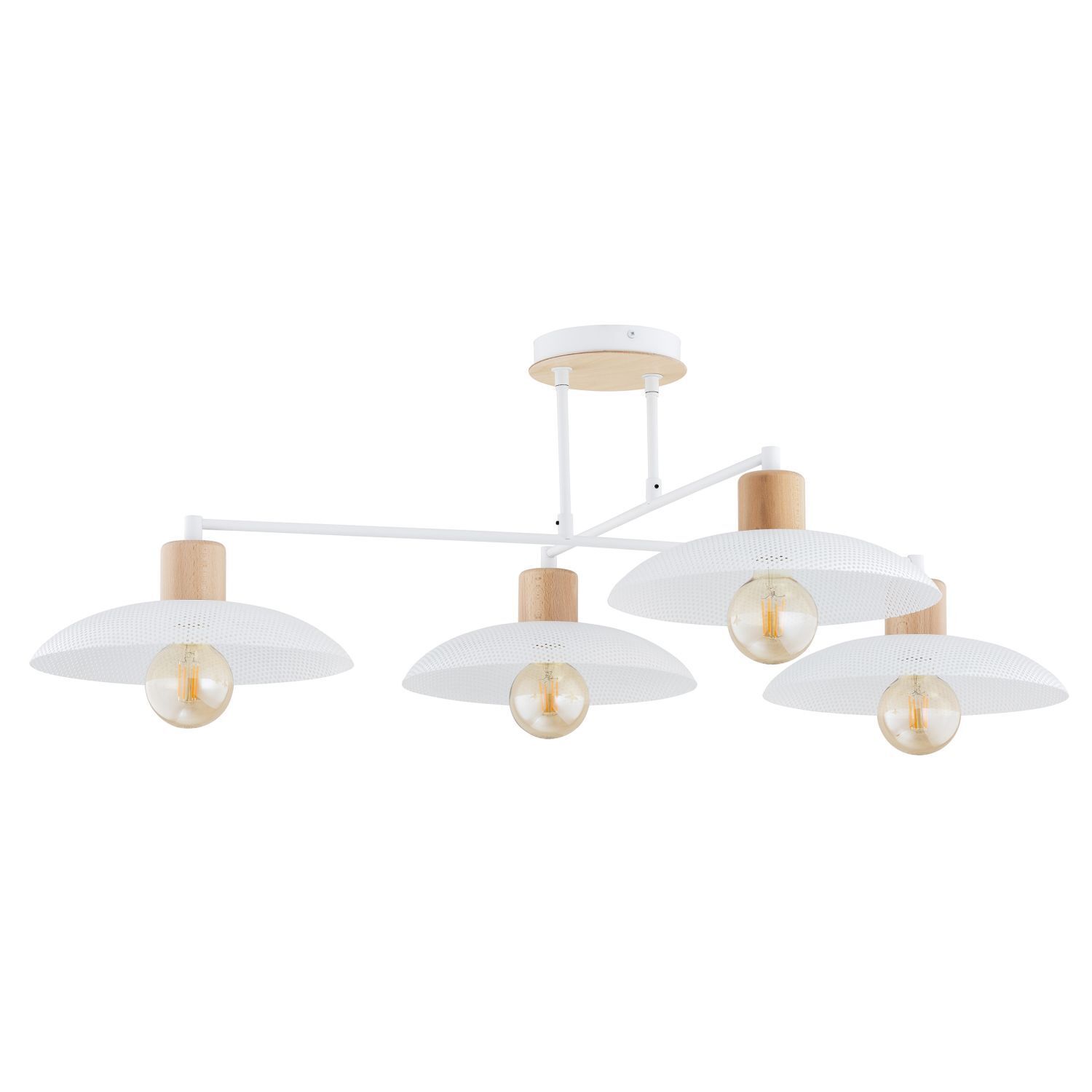 Plafonnier blanc imitation bois 100 cm grand métal E27 4-flamme Leuchte, Deckenleuchte, Deckenventilator, Gerät, Elektrisches Gerät