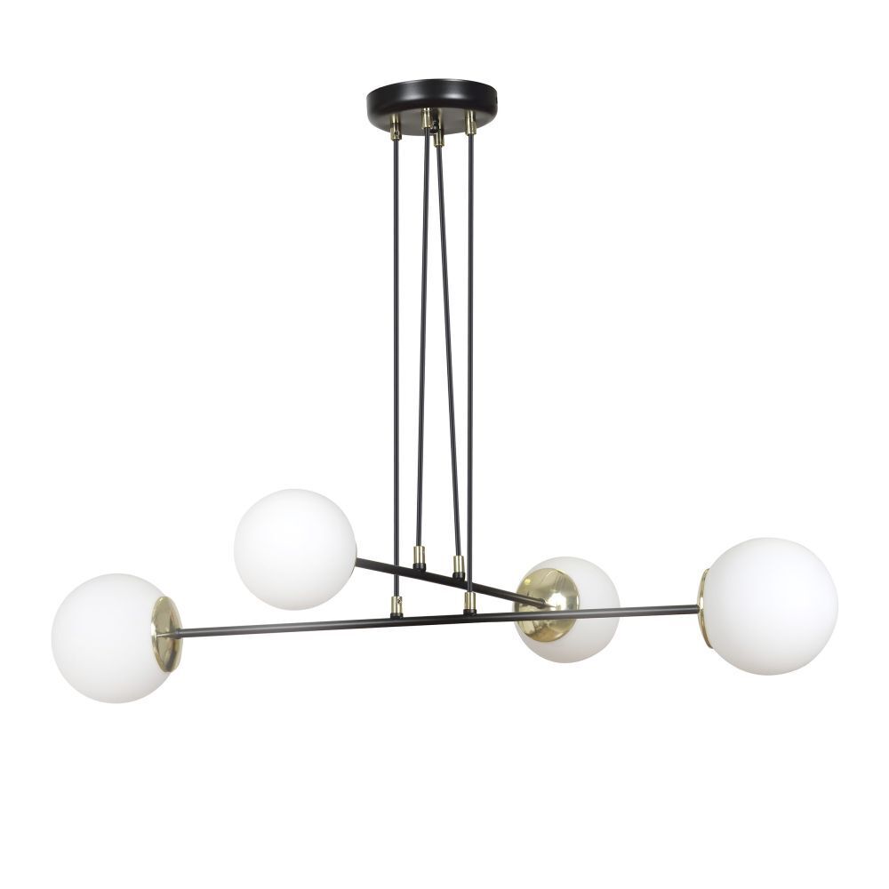 Lampe à suspendre Boule Abat-jour réglable Noir Blanc 4x E27