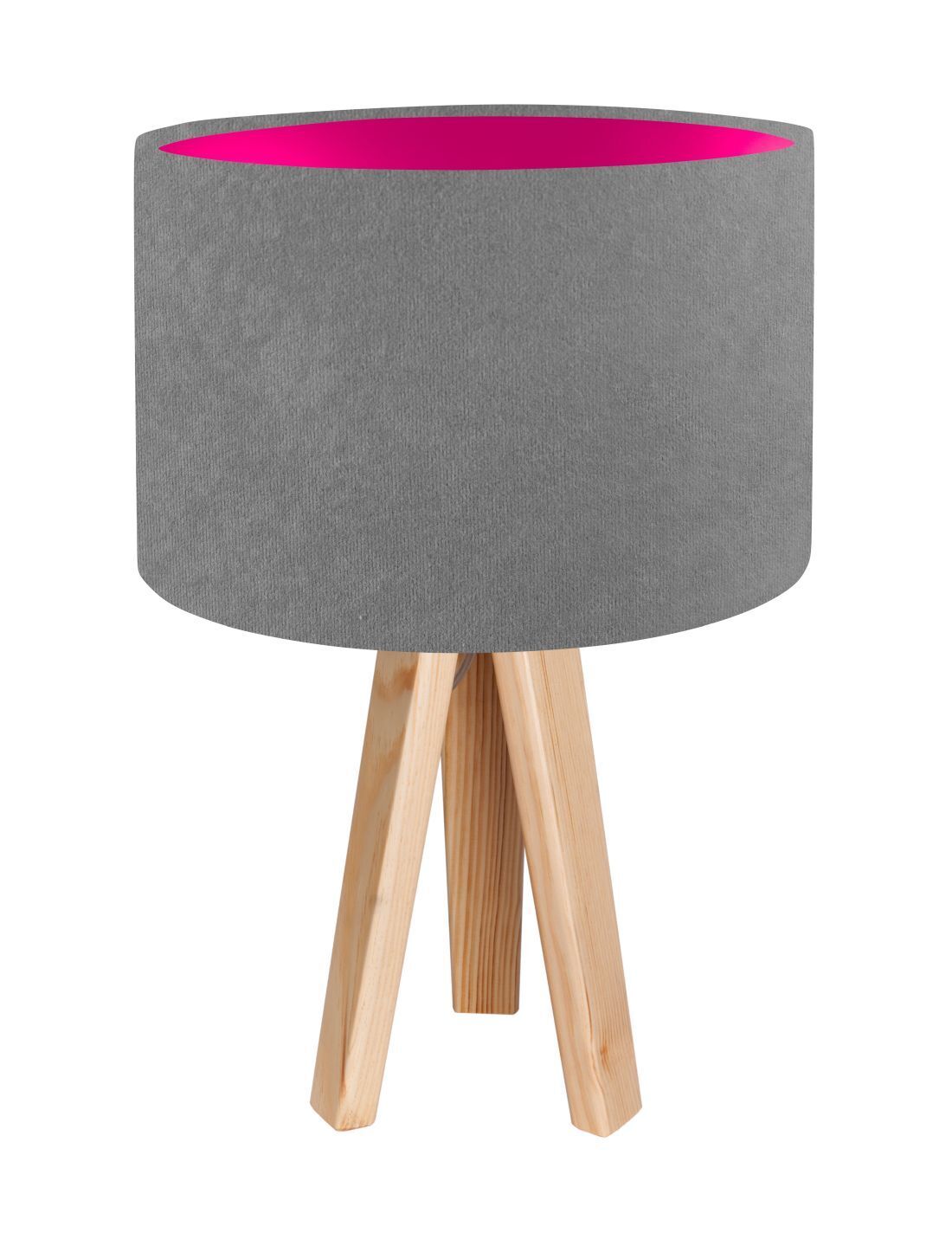 Lampe de table en bois Tripode Gris Rose 46cm Retro JERRY