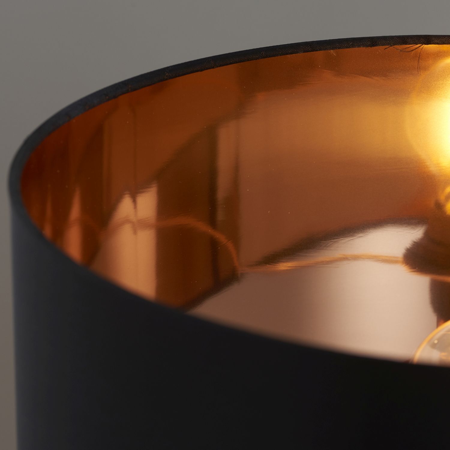 Lampe de table verre tissu 47 cm de haut en cuivre noir E27