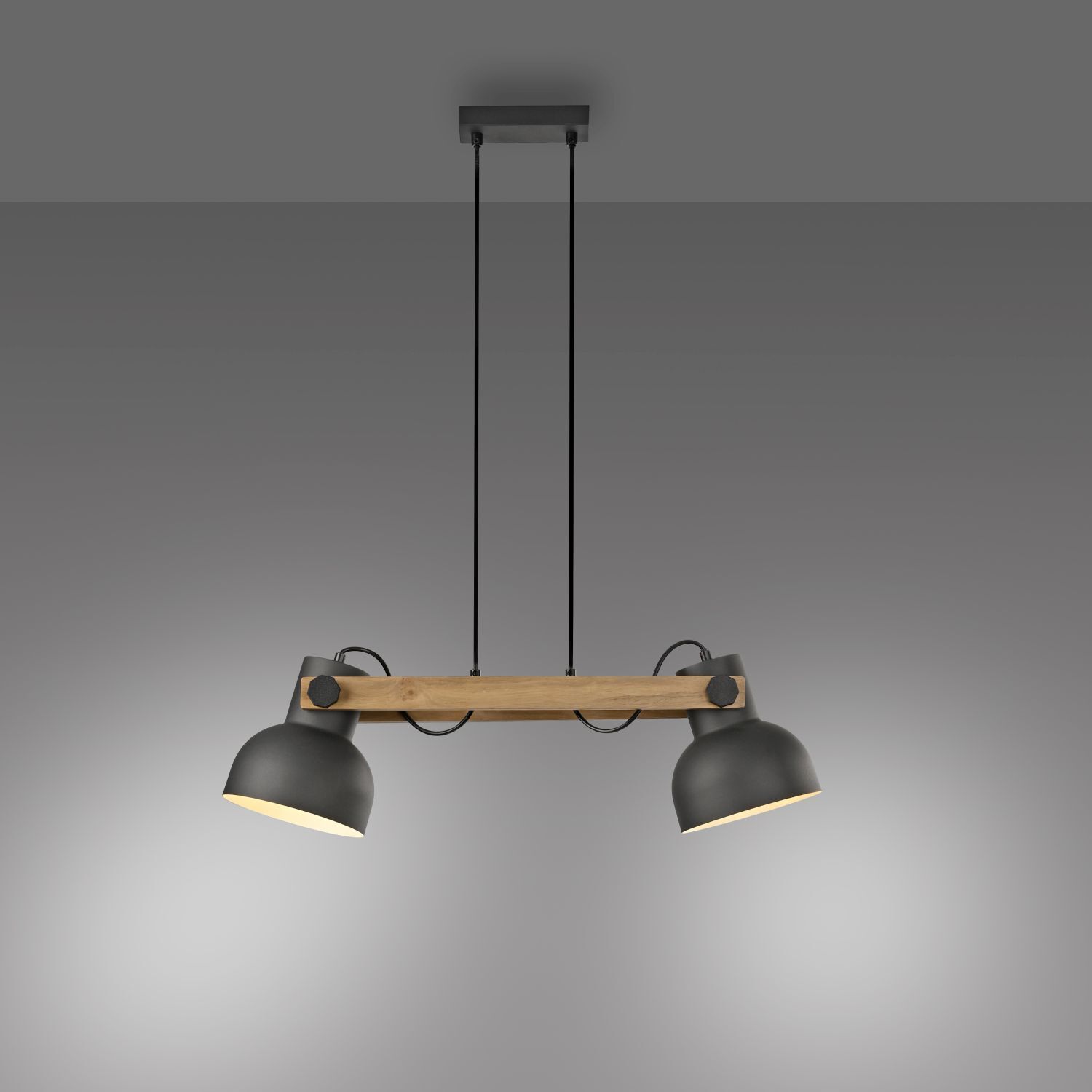 Suspension industrielle bois métal E27 flexible Leuchte, Lampe, Kronleuchter