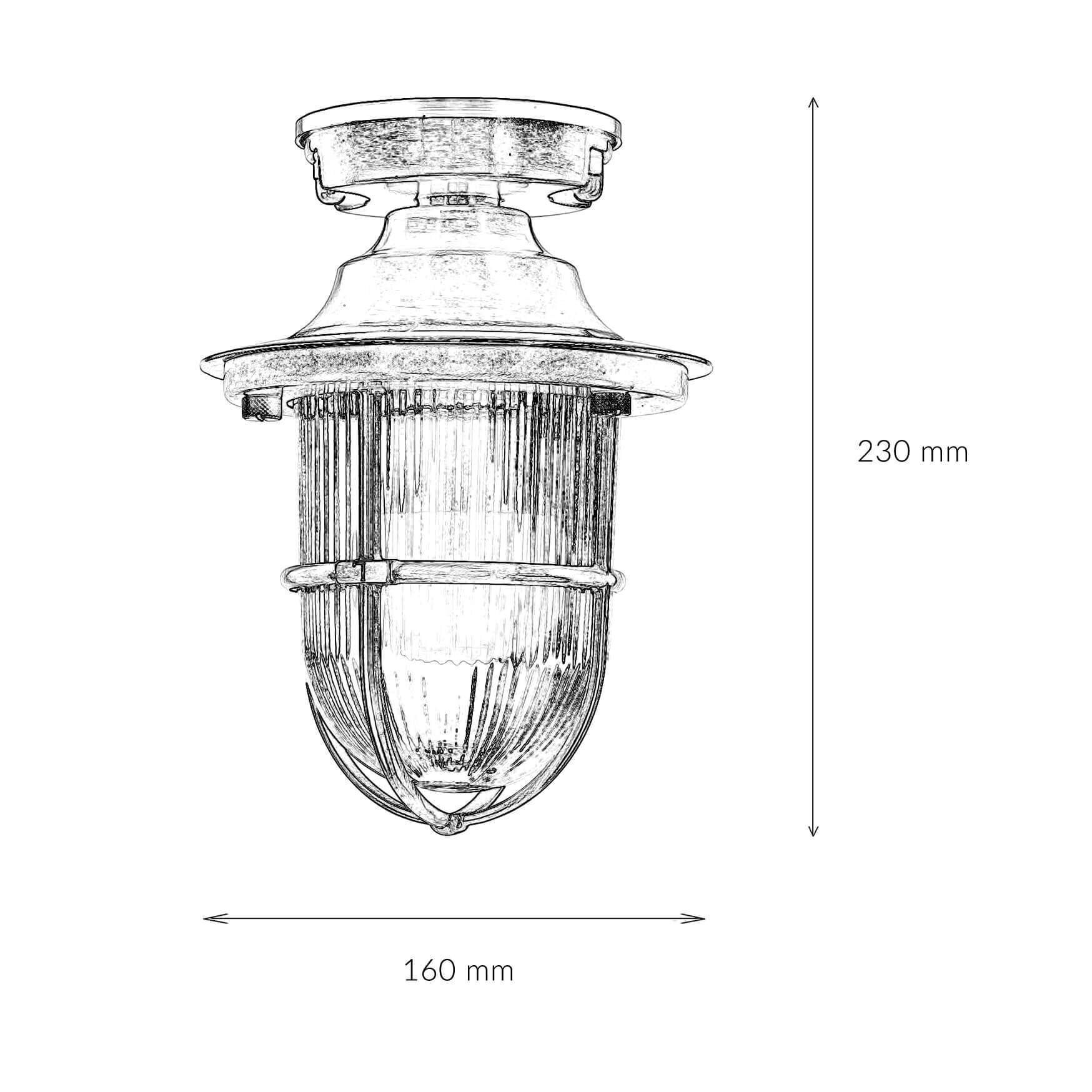 Deckenlampe Outdoor Echt-Messing Glas IP54 Maritim Essen, Nuss, Produzieren, Gemüse, Getreide