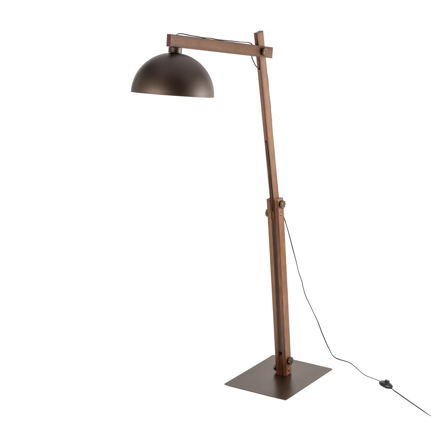 Stehleuchte verstellbar 180 cm hoch Gelenk Holz Metall E27 Lampe, Lampenschirm