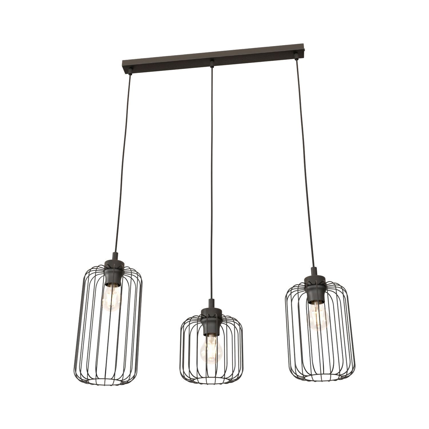 Lampe à suspendre décorative en métal noir E27 L:40 cm de long