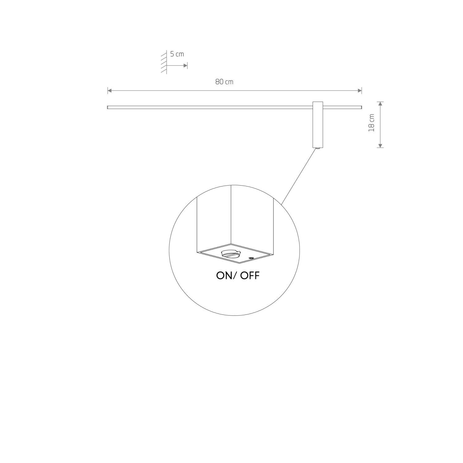 Applique LED noire L : 80 cm 3000 K 380 lm Moderne