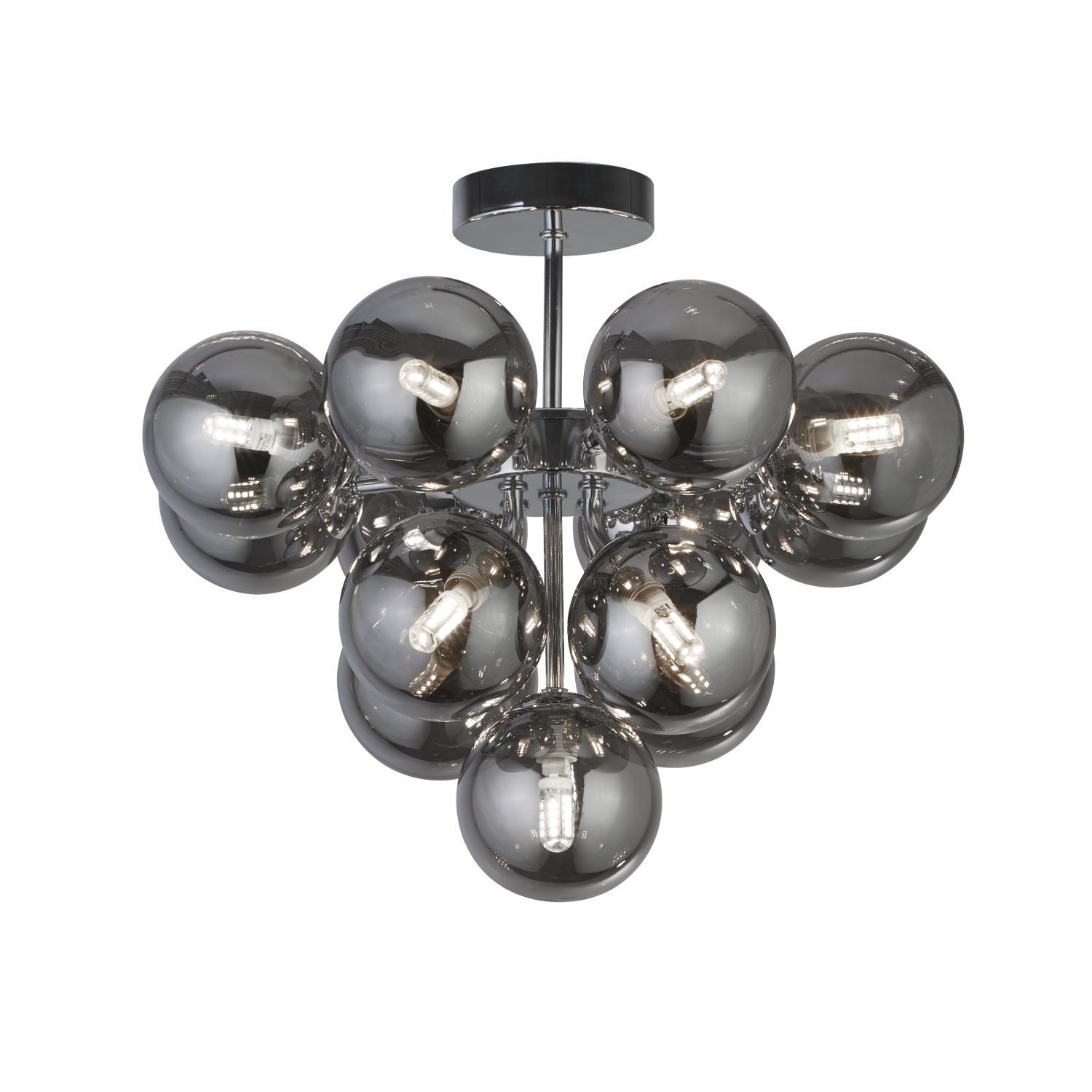 Lampe de plafond verre fumé Ø 41 cm 13x G9 Gris Chrome CARTER