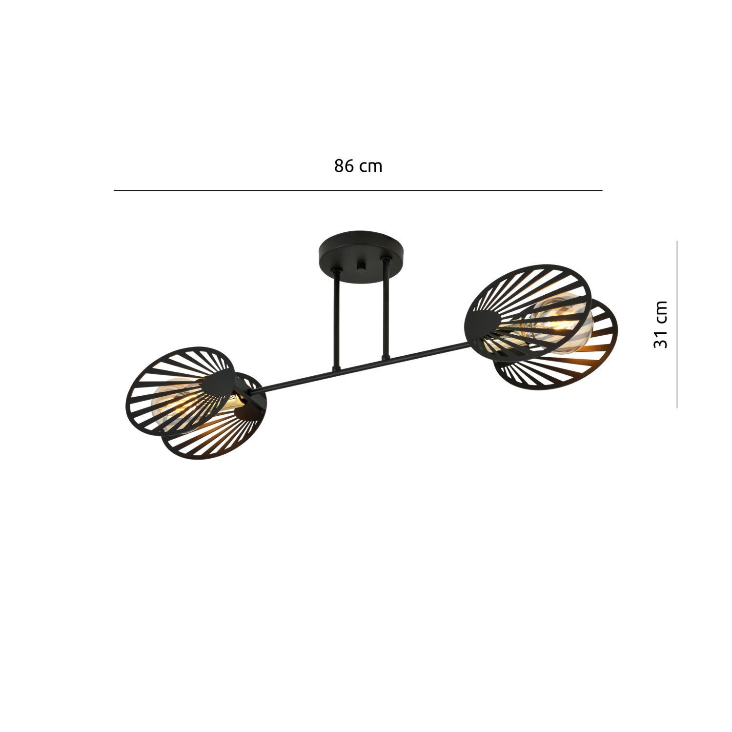 Plafonnier Métal Noir 86 cm de long Moderne CADMUS
