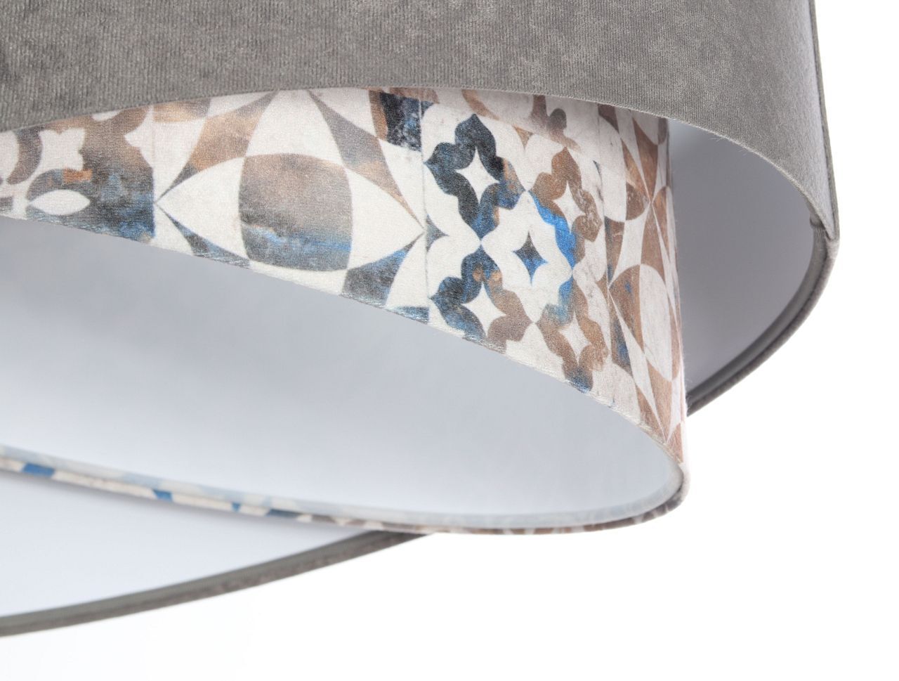 Suspension E27 ronde Ø 50 cm Tissu aspect velours Gris Beige Lampe, Lampenschirm, Kleidung, Hut