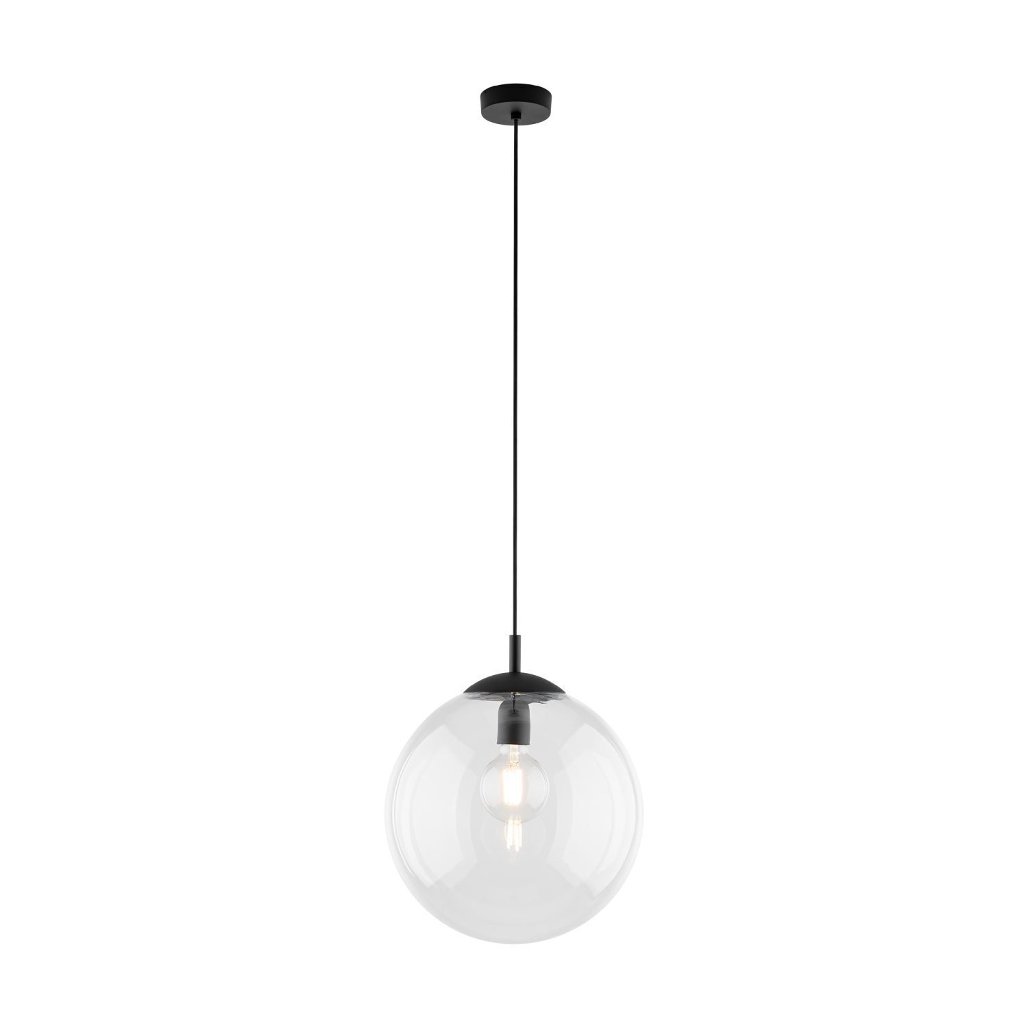 Hängelampe Glas rund Ø 35 cm H: max. 175 cm E27 Kugel Schirm Lampe, Leuchte