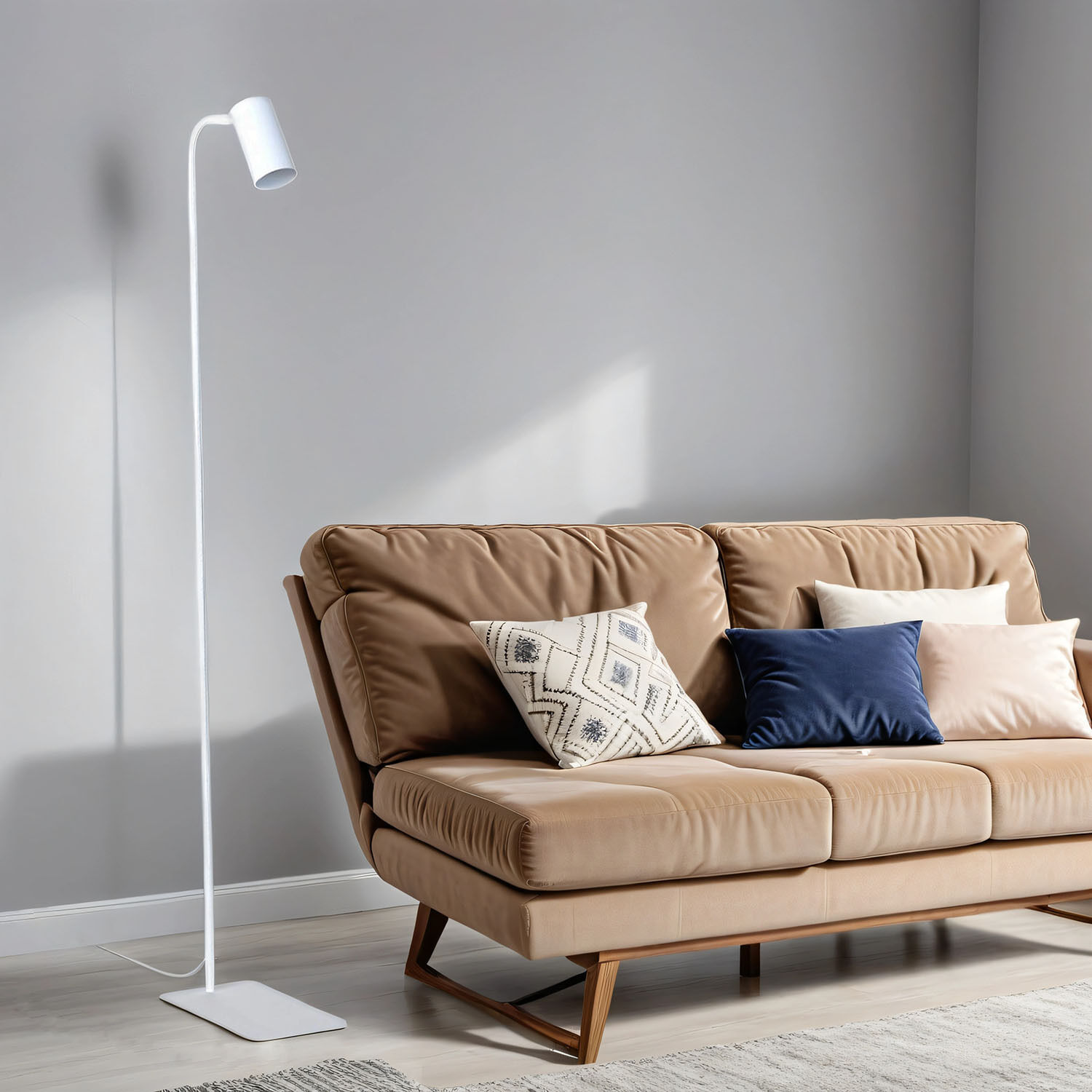 Petit lampadaire 120 cm abat-jour réglable blanc GU10