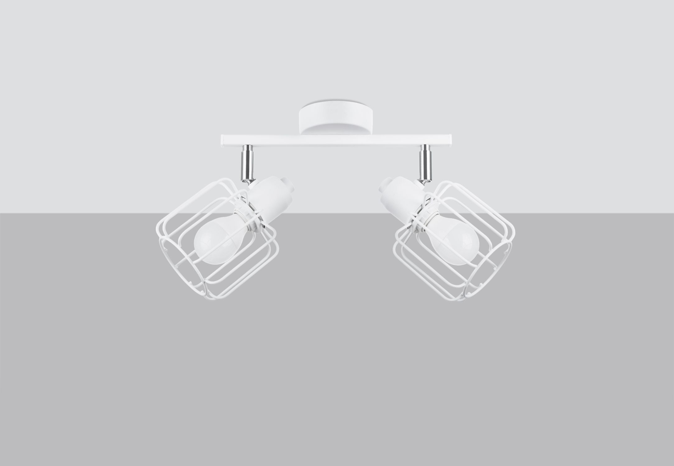 Plafonnier blanc métal 2 flammes L : 27 cm Rétro