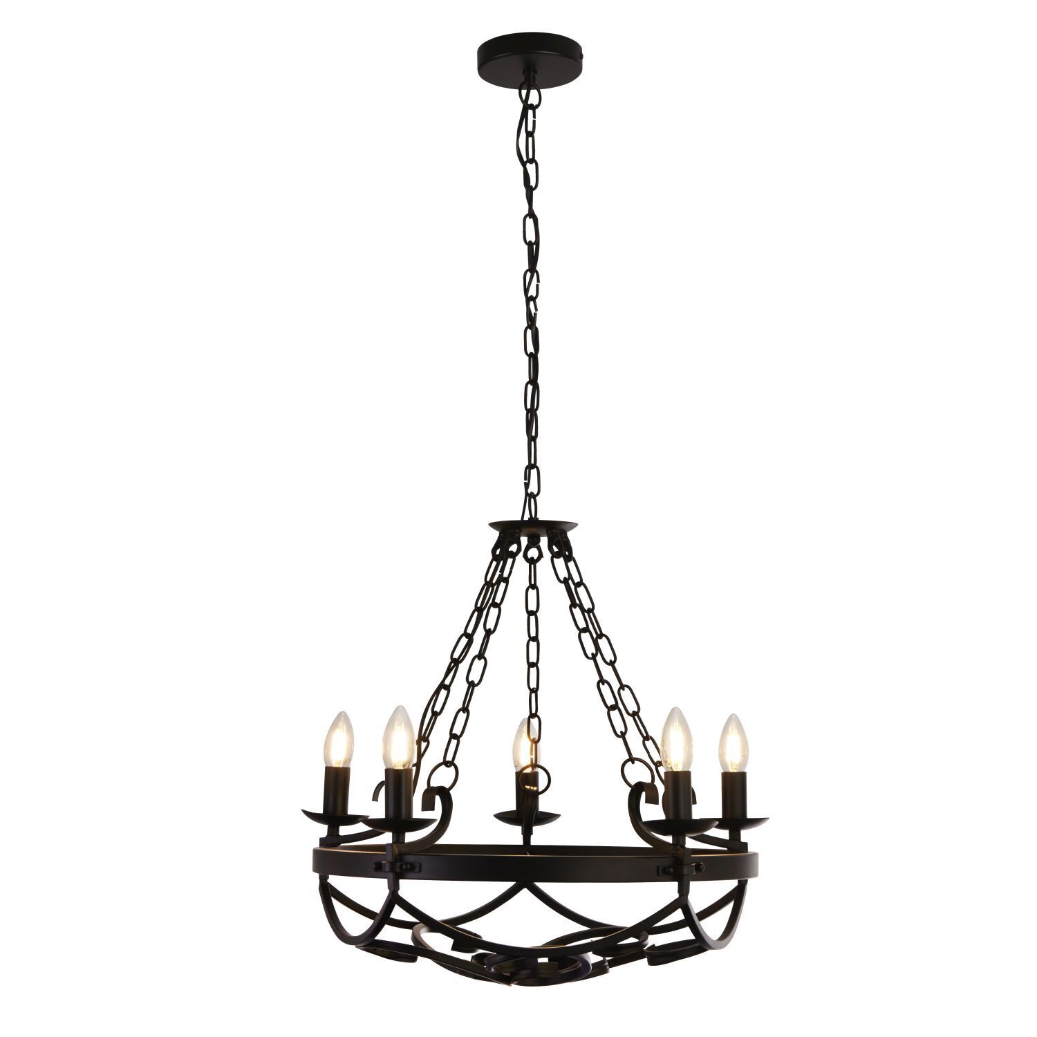 Lustre Noir Rustique Fer forgé Ø 54 cm 5x E14