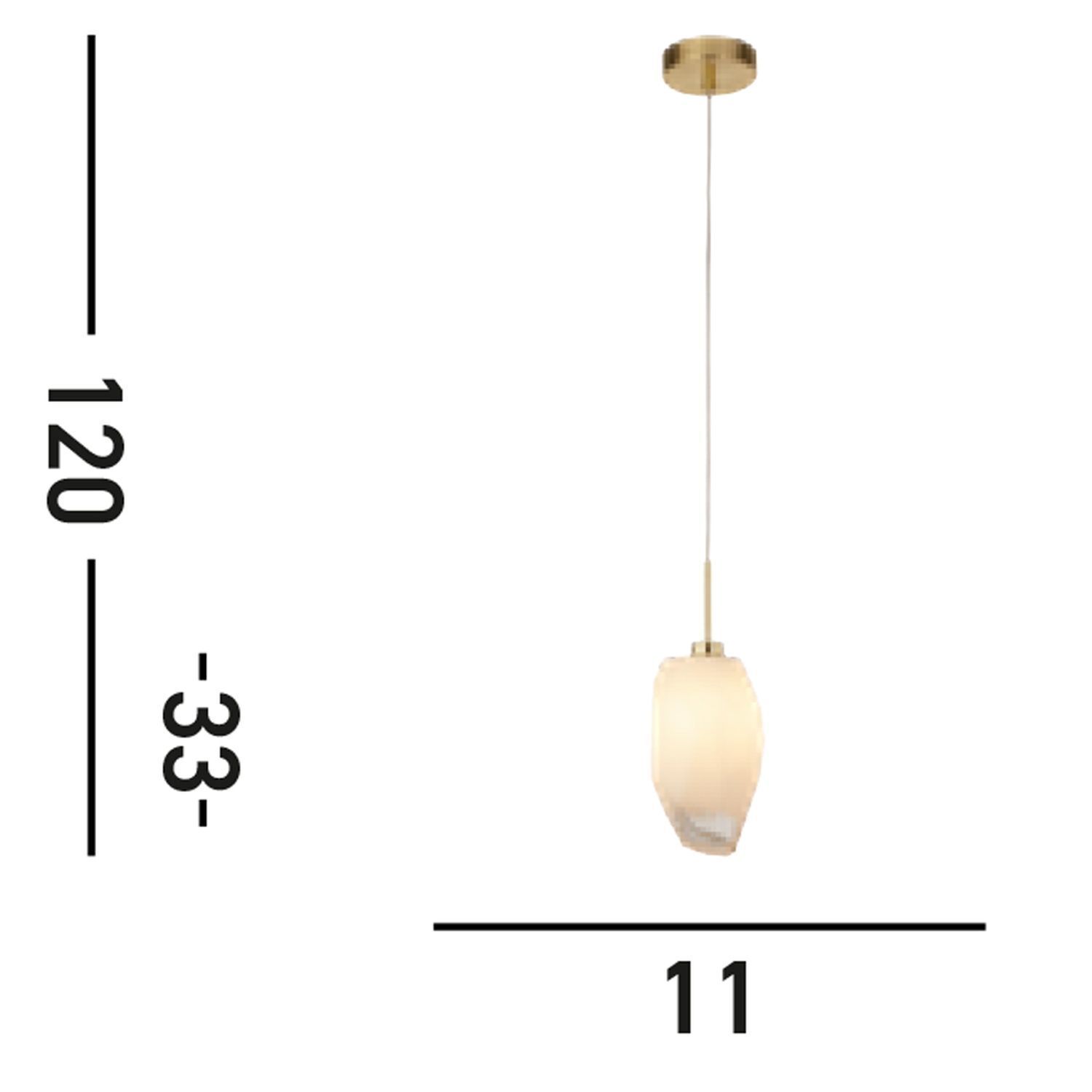 Lampe à suspendre décorative verre métal G9 L:11 cm faible éblouissement