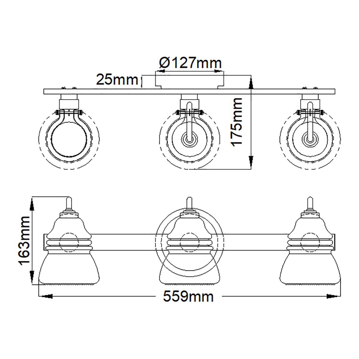 Lampe de salle de bain miroir métal verre 55,9 cm de large IP44 G9 LED