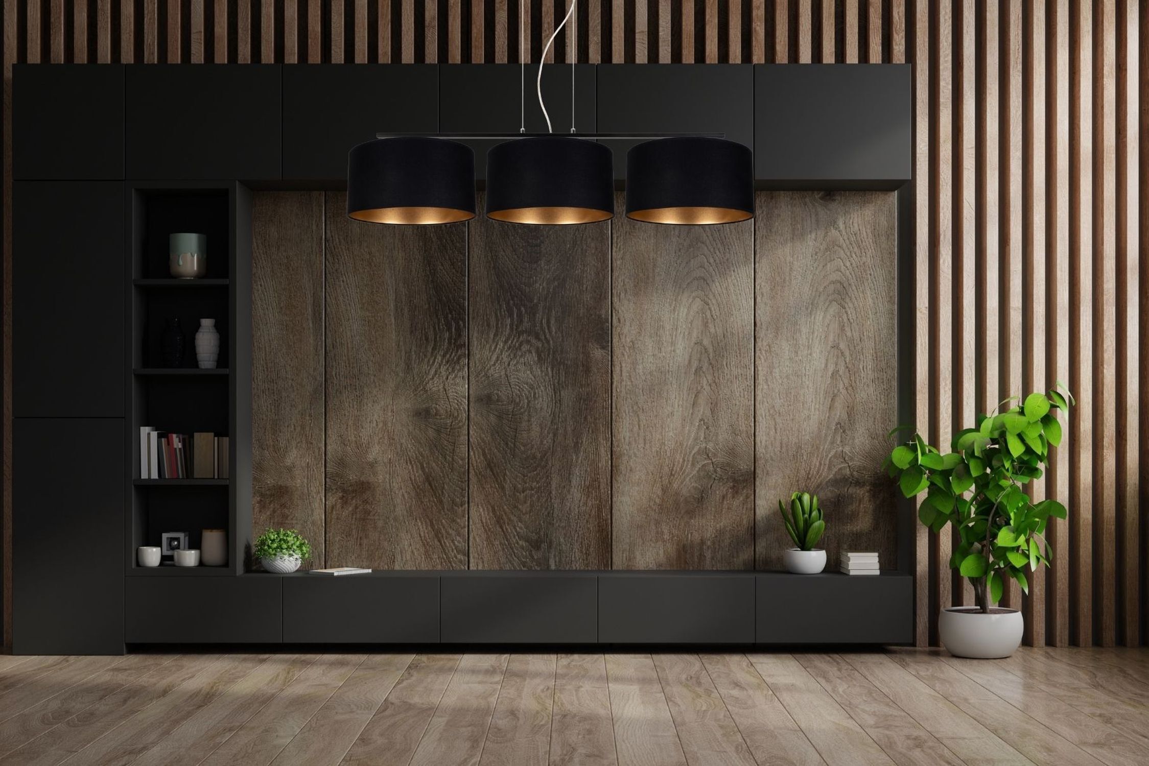 kitchen cabinet, wohnwand, holzoptik, grau-schwarz, pflanze