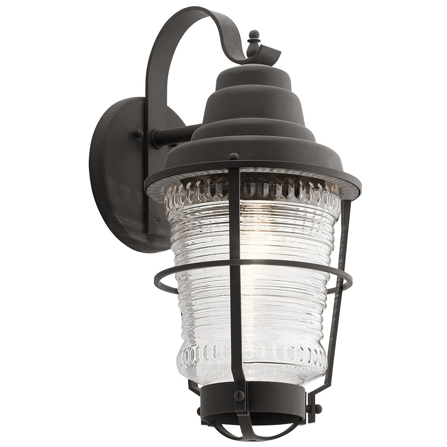 Lampe d'extérieur mur alu verre vintage H : 55,1 cm IP44 E27