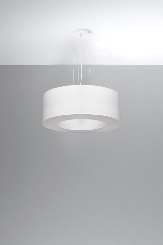 Suspension Blanc Tissu Moderne rond Ø 50 cm 5x E27