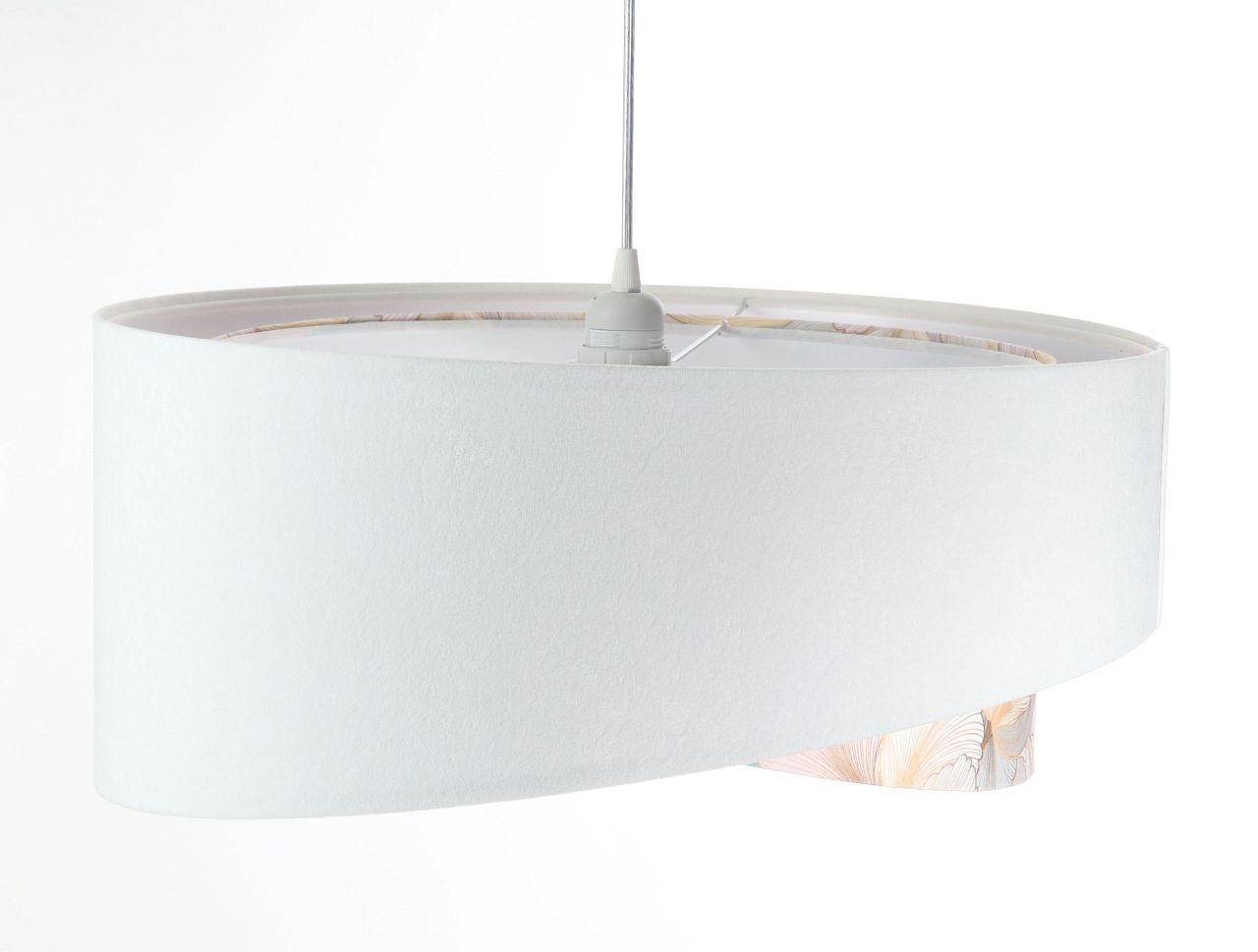 Suspension Blanc Crème E27 rond Ø 50 cm Tissu aspect velours