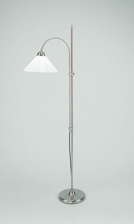 Lampadaire confortable laiton verre E27 160 cm en nickel