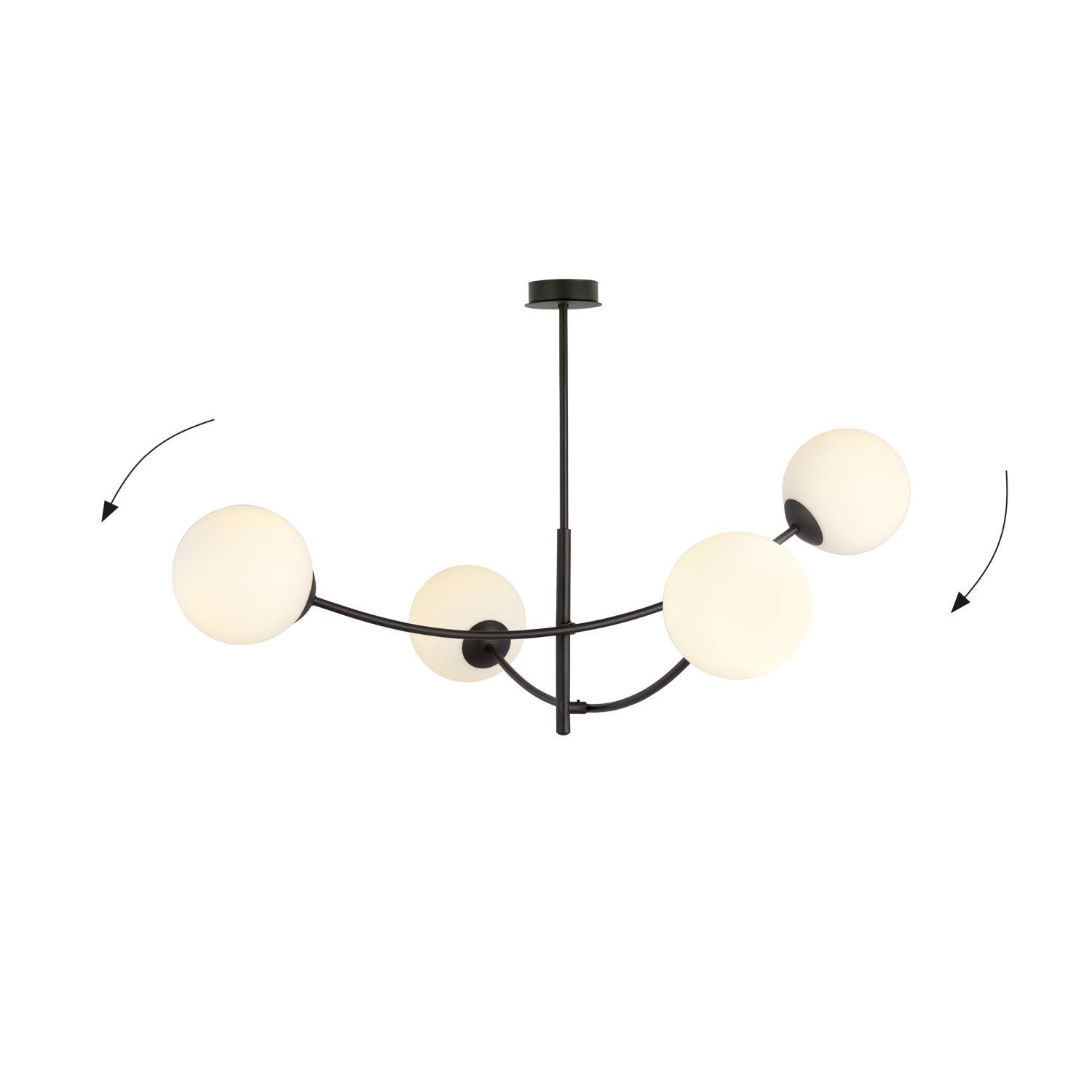 Plafonnier noir blanc L : 89 cm orientable E14 4-flamme