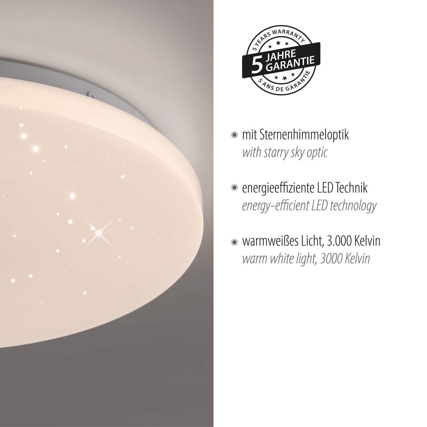 Lampe de plafonnier LED Ciel étoilé Ø34 cm 3000 K blanc chaud Deckenleuchte