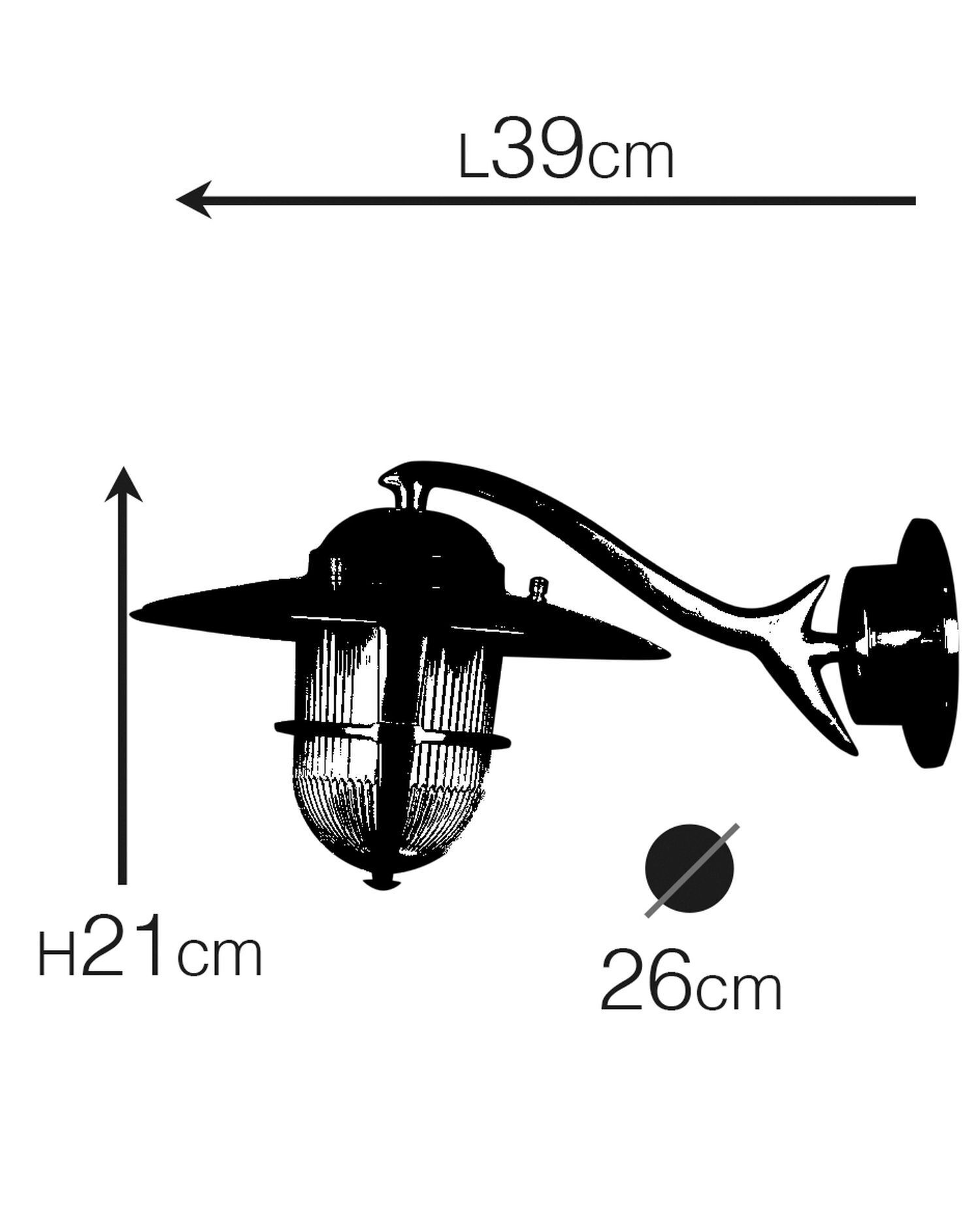 Applique extérieure laiton véritable verre largeur 26 cm IP64
