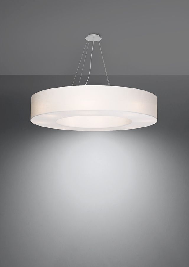 Lampe à suspendre ronde Ø 90 cm faible éblouissement Blanc Tissu Abat-jour