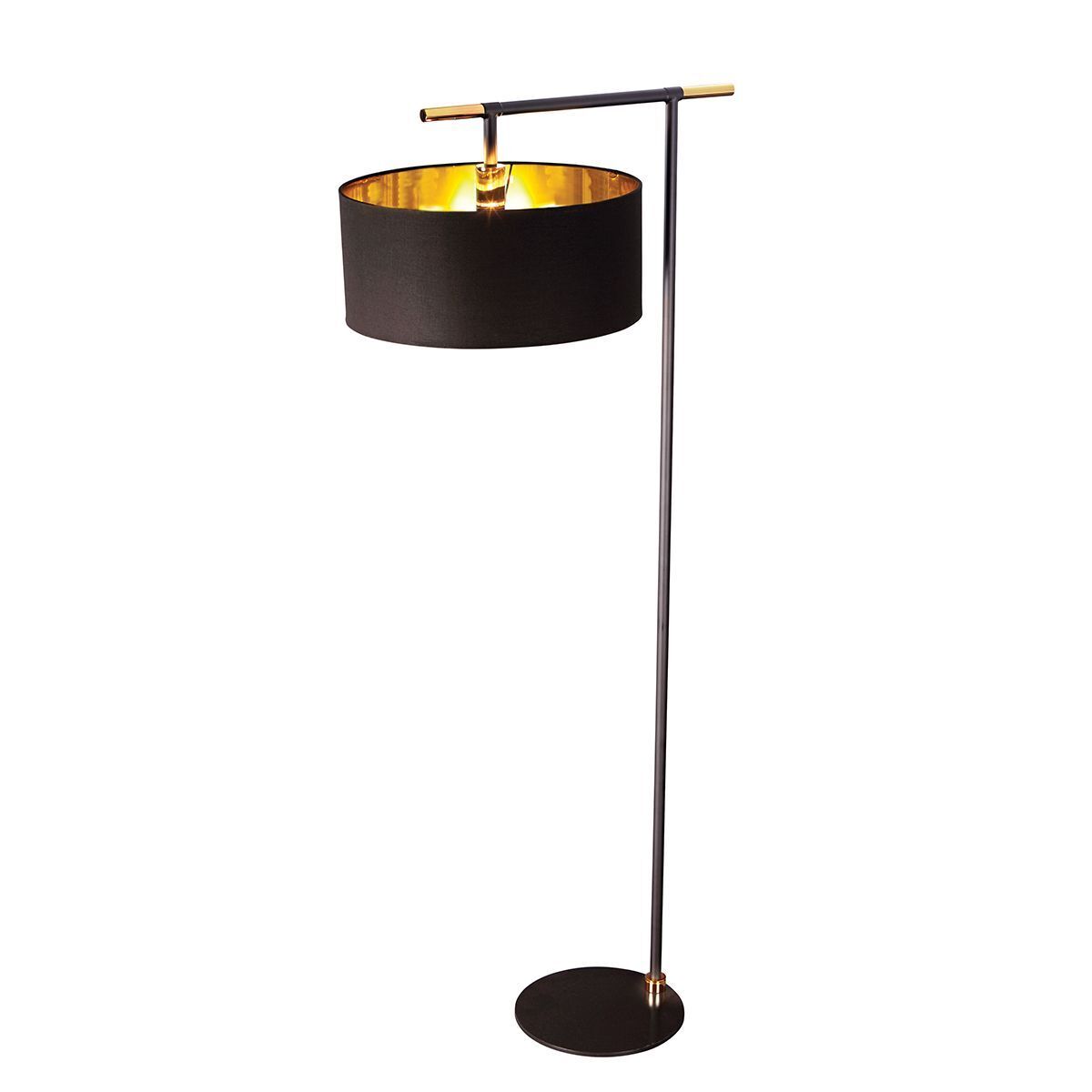 Lampadaire noir laiton 162 cm de haut E27 tissu métal