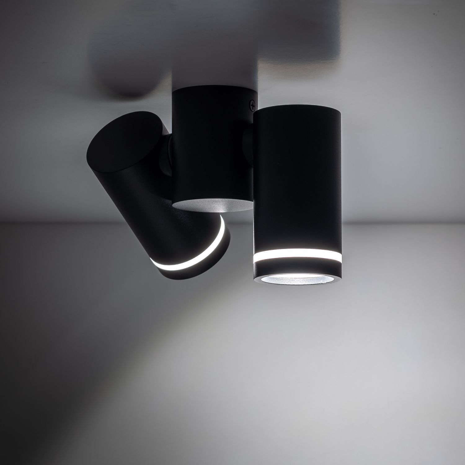 Spot de plafond métal petit L : 17 cm noir 2x GU10