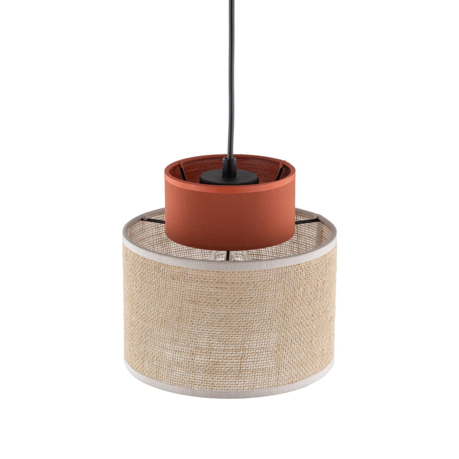 Suspension Jute Tissu Métal Ø 20 cm étroit Coloré E27