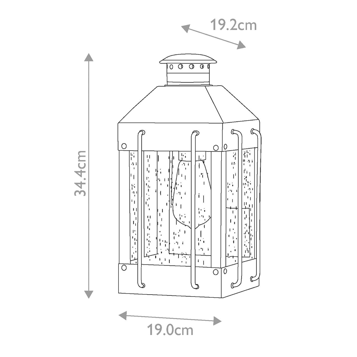 Lampe d'extérieur E27 mur verre aluminium IP44 hauteur 34,4 cm