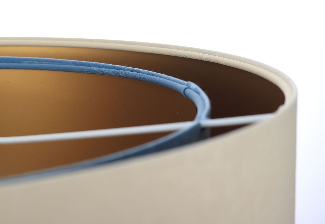 Hängeleuchte Modern Ø 50 cm Stoff Creme Blau Gold E27 Lampe, Lampenschirm