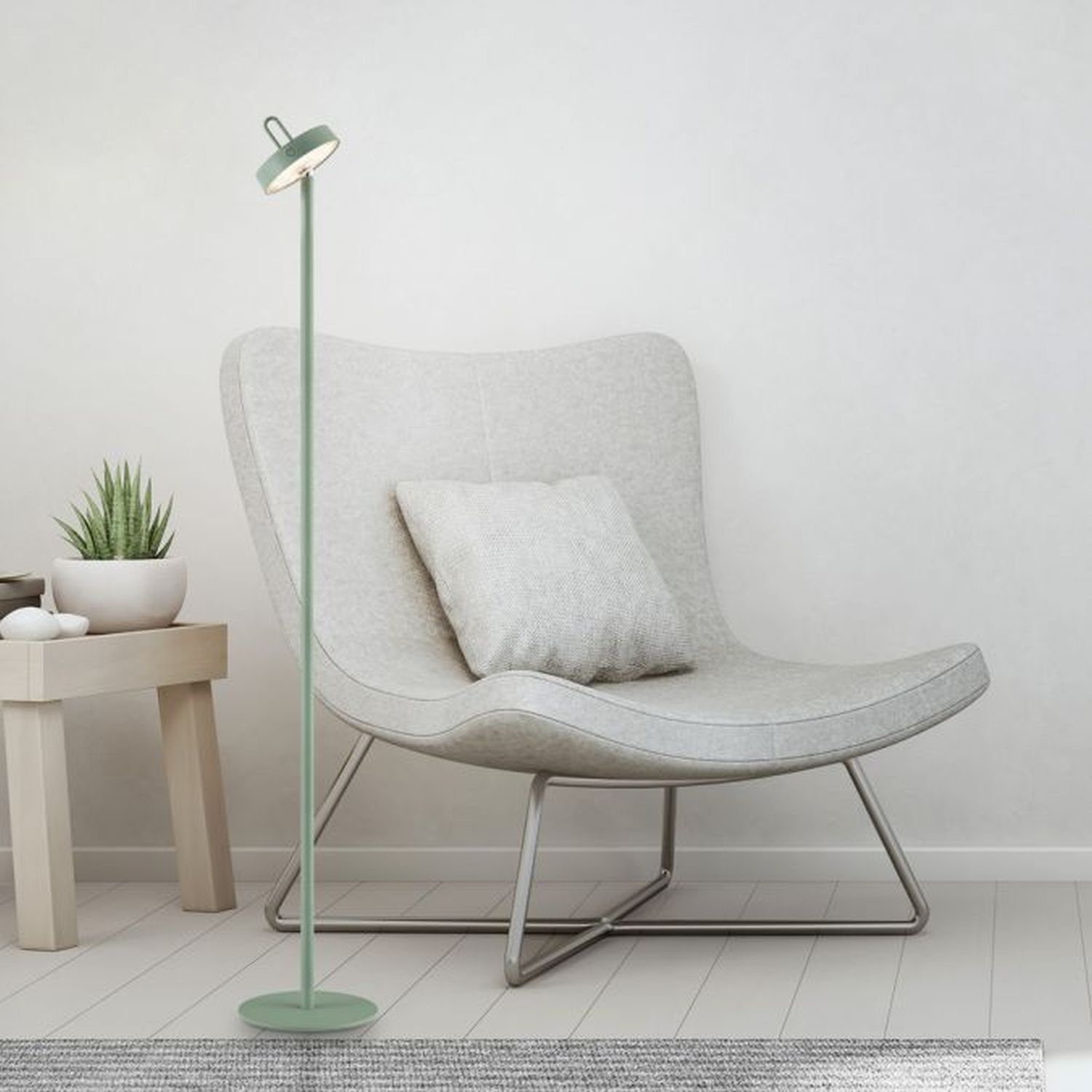 LED Akku Stehleuchte Grün Dimmer Touch IP44 125,2 cm Lampe, Mobiliar, Stuhl, Stehlampe