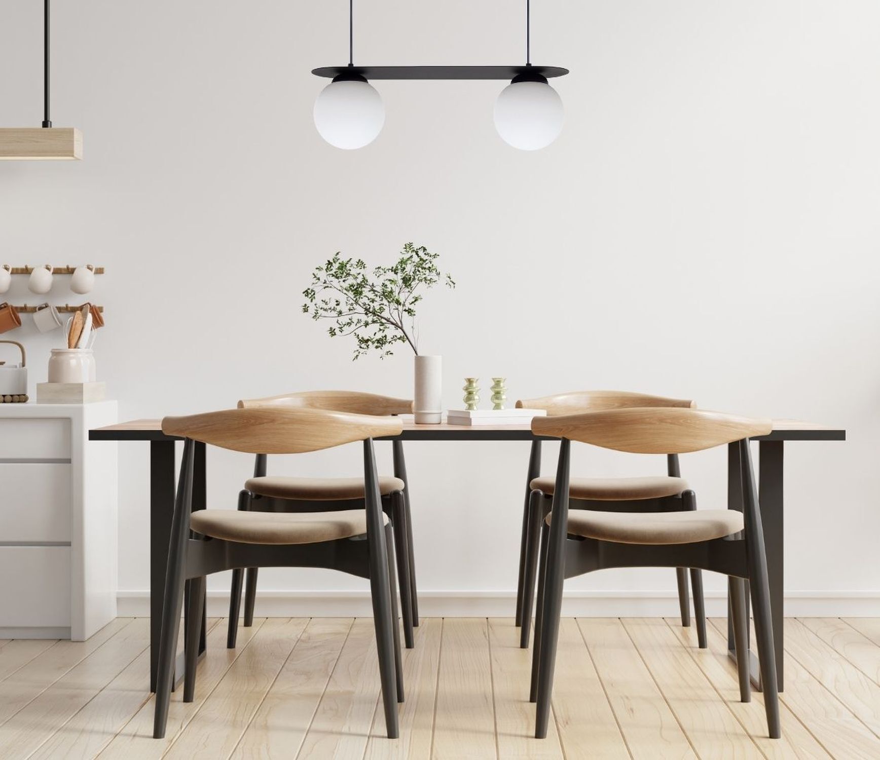 Blendarme Suspension Boules de verre E27 2-flmg Noir