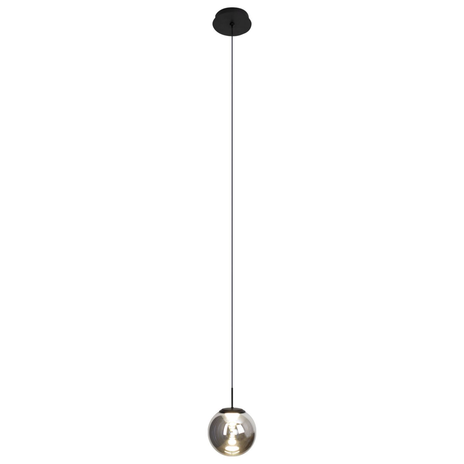Lampe LED ronde à suspendre en noir argent fumé Ø15 cm 10 W