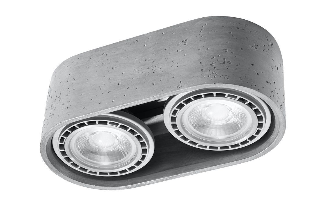 Spot lampe béton 2x GU10 L : 27 cm H : 9 cm petit plafond