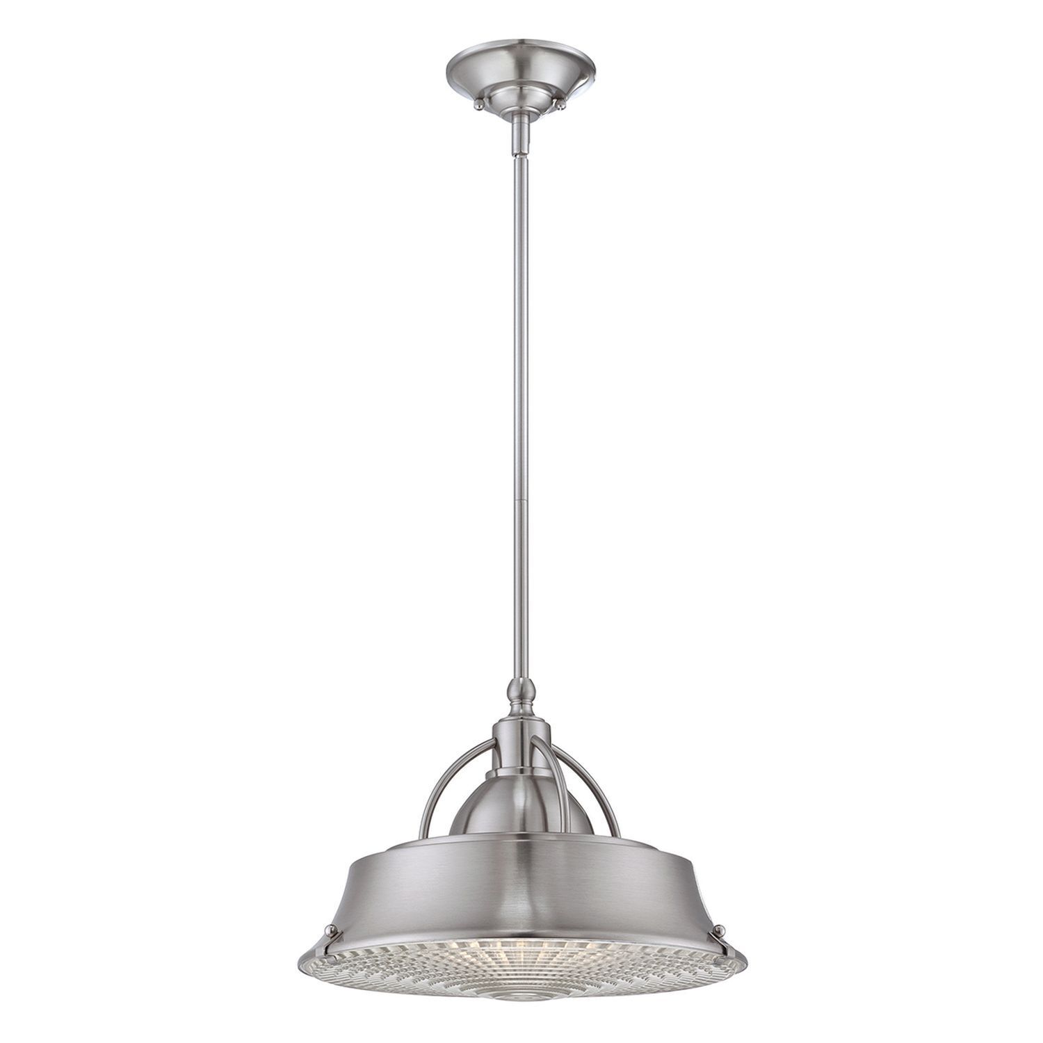 Plafonnier métal verre en nickel design industriel E27