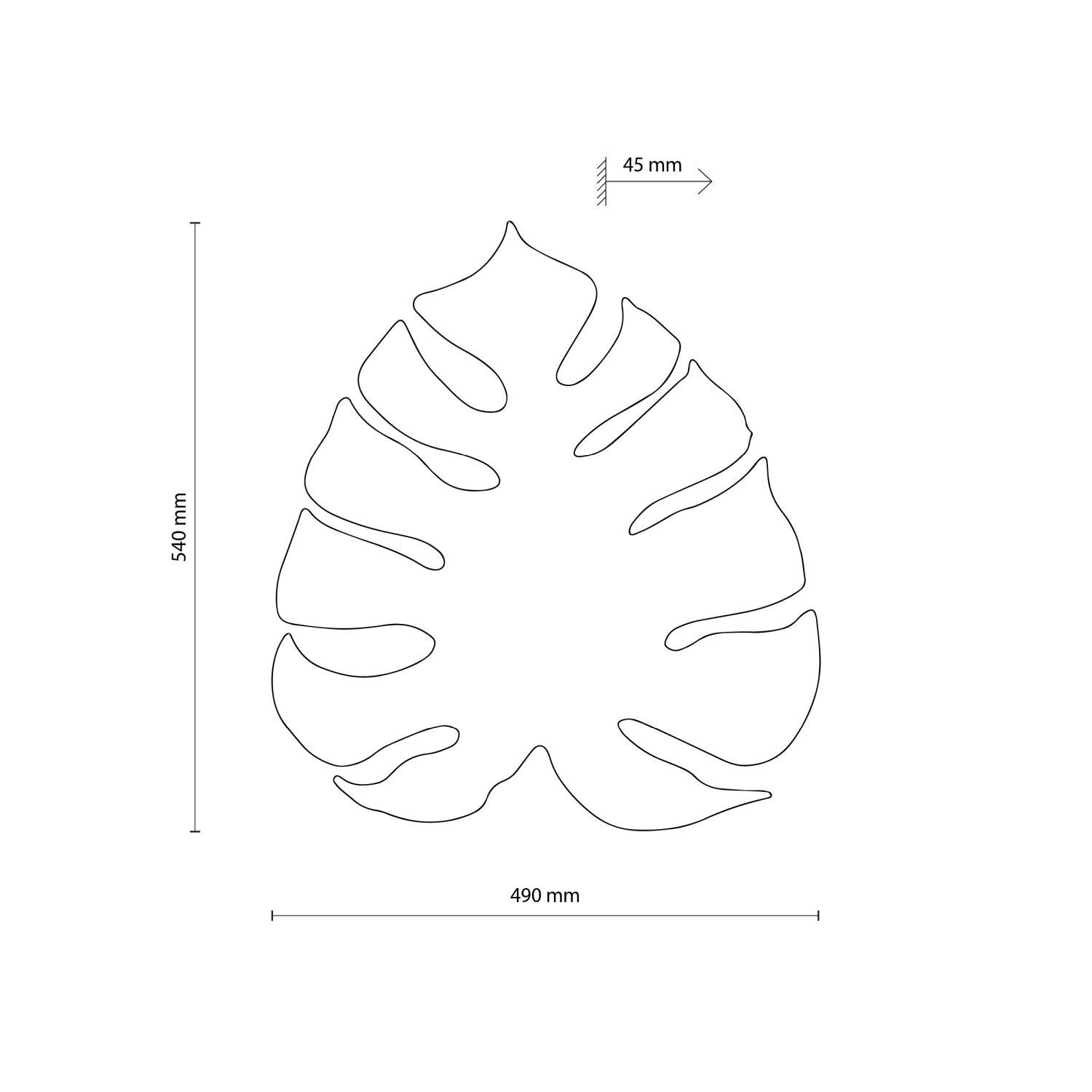 Applique décorative métal feuille indirecte H : 54 cm 4x G9