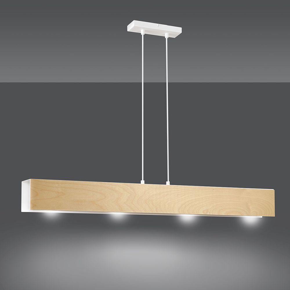 Lampe à suspendre réglable bois métal 4x E27 Scandinave