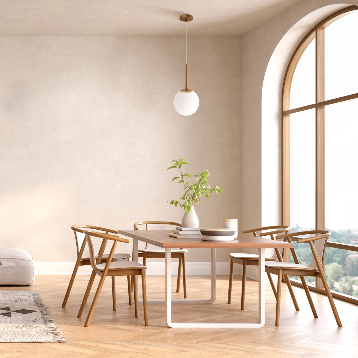 Lampe à suspendre métal verre D : 20 cm rond H : max. 180 cm Speisesaal, Esstisch, Mobiliar, Tabelle, Innenarchitektur