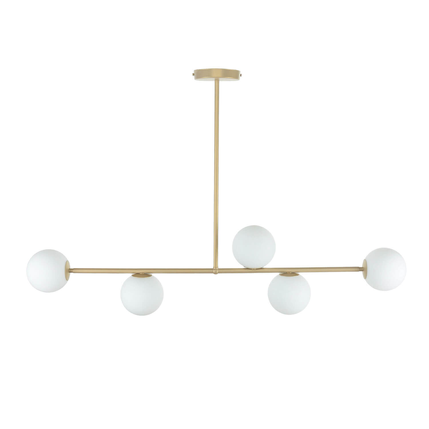 Plafonnier doré métal verre satiné G9 5 flammes