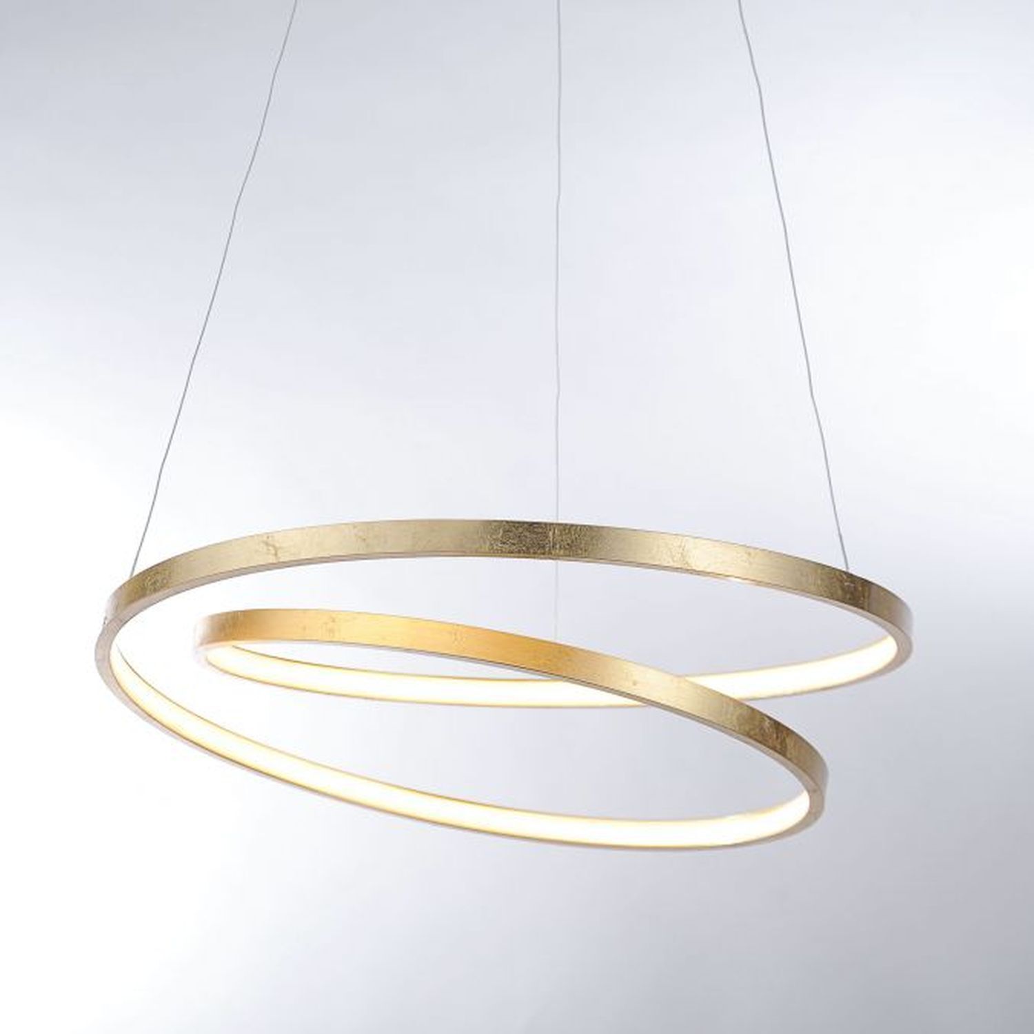 LED Pendelleuchte in Blattgold B:55 cm 4000 lm dimmbar Leuchter, Lampe