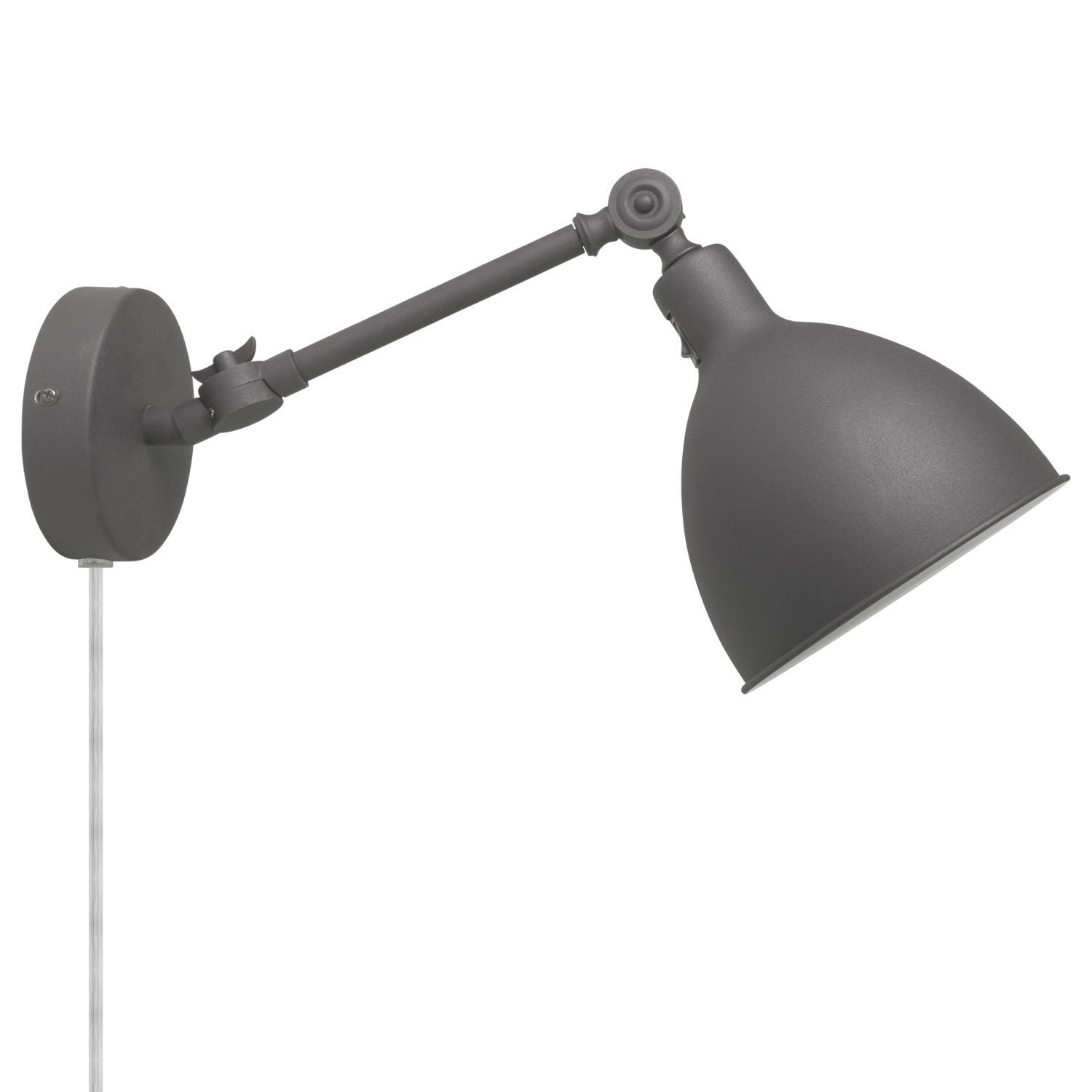Applique avec interrupteur Câble Métal Réglable Gris Bras articulé